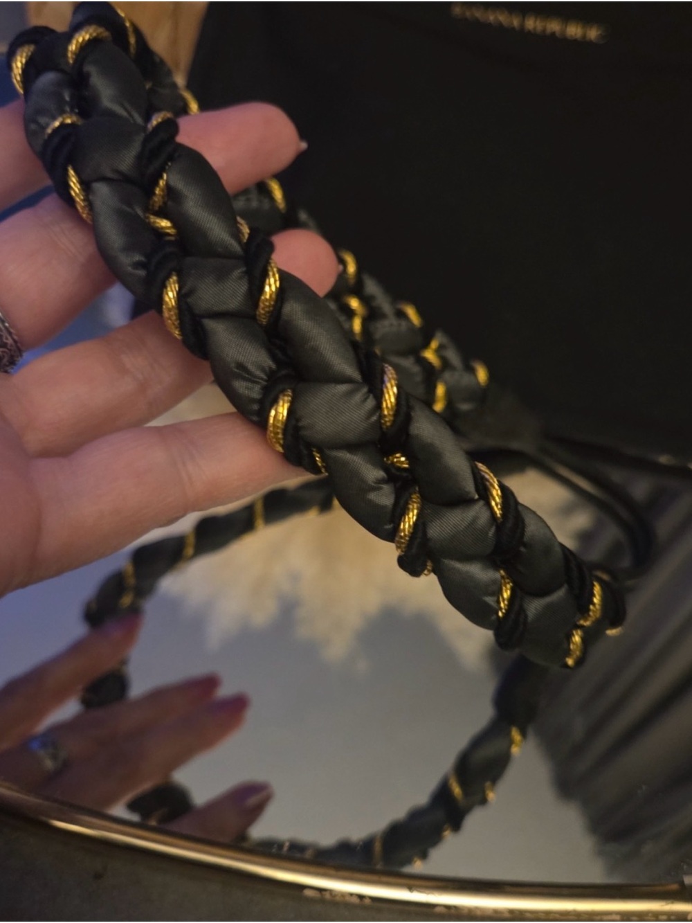 Banana Republic Black and Gold Braided Headband, Bracelet, Wristlet - Picture 8 of 13